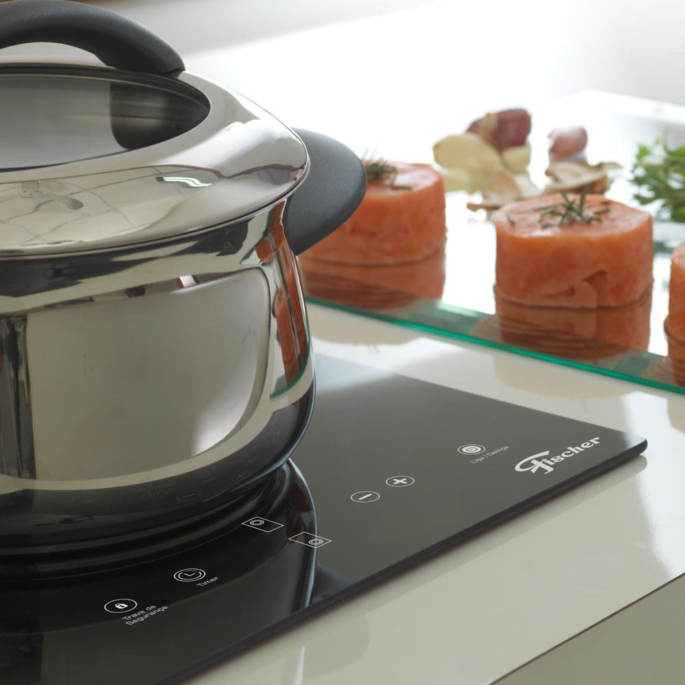 Miniatura Cooktop de Indução 2 Bocas Mesa Vitrocerâmica Fischer Preto - 220V