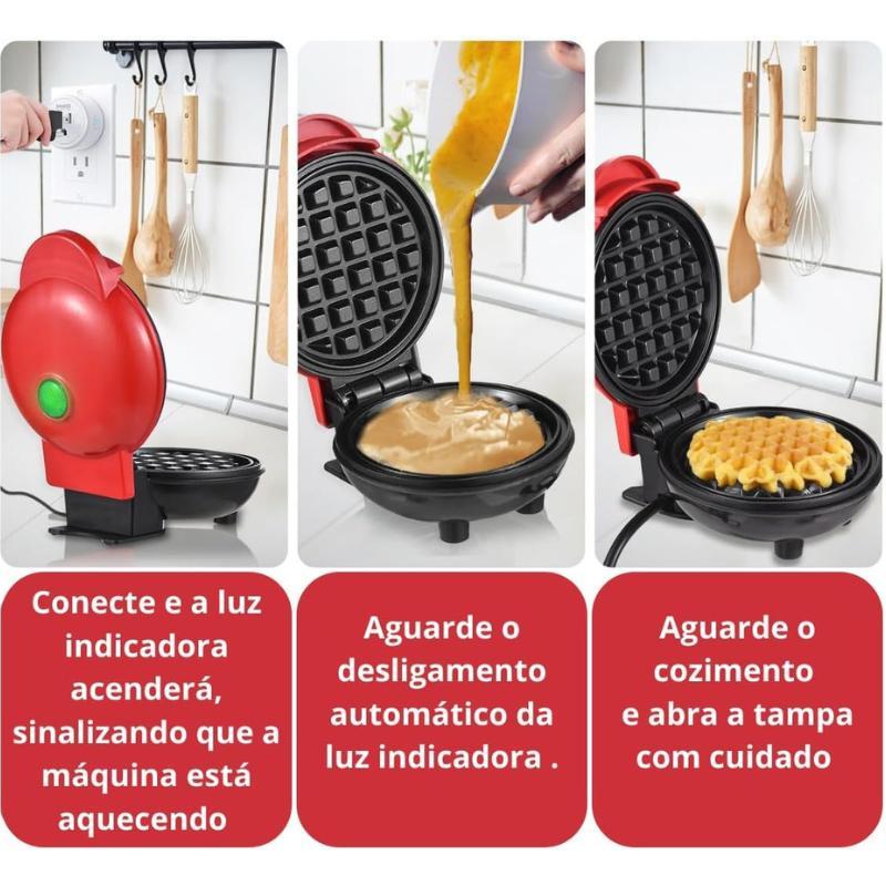 Miniatura Mini Máquina Waffles Elétrica Casa Cozinha Fazer Waffle