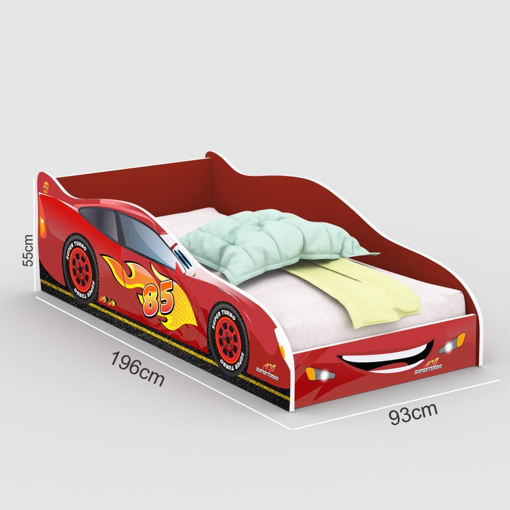 Miniatura Cama Carro Super Turbo 85 Solteiro com Colchão D20 - Vermelho - RPM Móveis