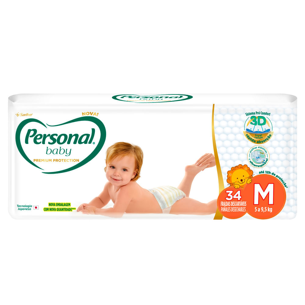 Miniatura Fralda Personal Baby Premium Protection Tamanho M com 34 Unidades