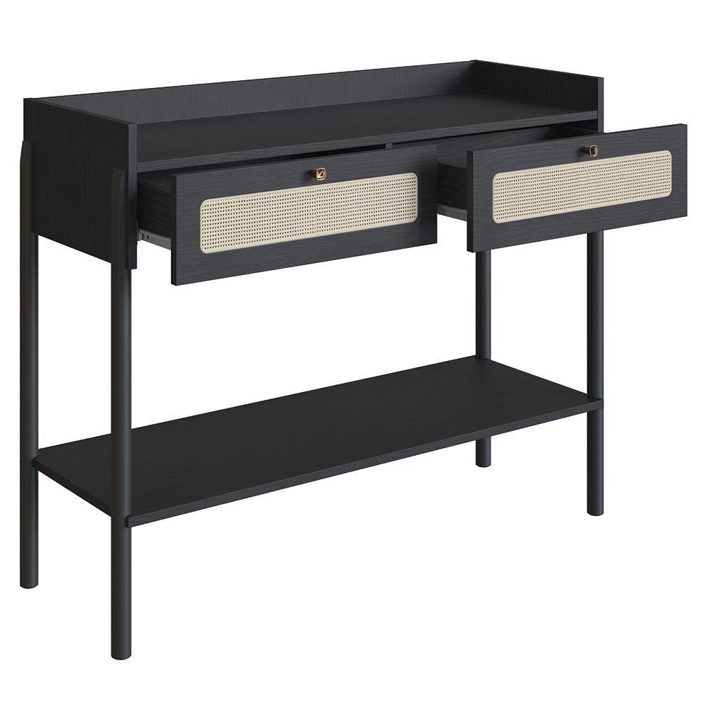 Miniatura Aparador Para Sala 2 Gavetas Pés Madeira Arlo A10 Nero-preto - Mpozenato