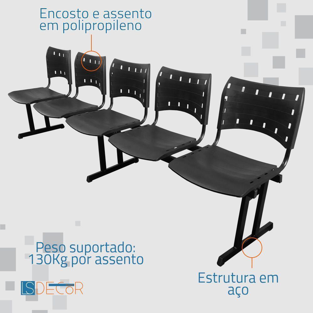 Miniatura Cadeira Iso Pp Rp Longarina 5 Lugares Color Azul