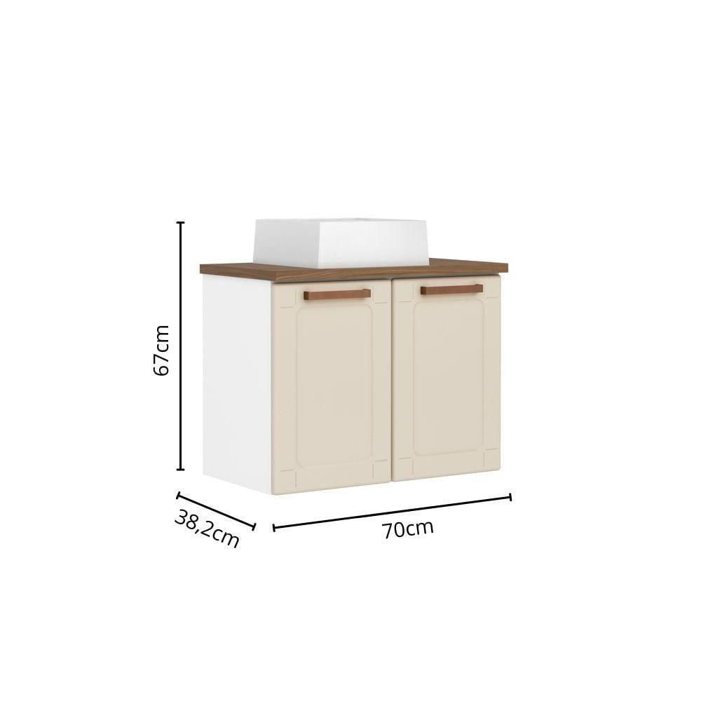 Miniatura Balcão De Aço E Cuba Alta Banheiro 2 Portas Areia Bertolini Areia/Branco