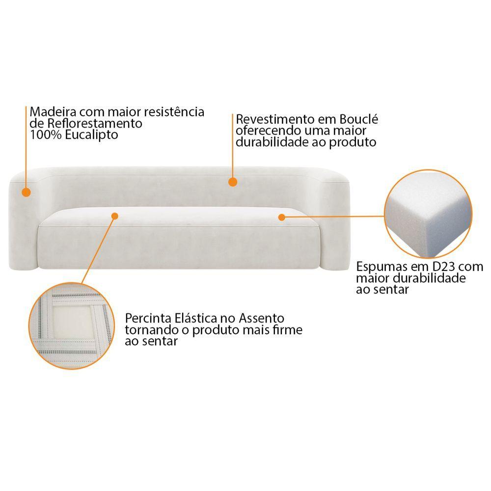 Kit Sofá 2 Lugares 160cm E Poltrona Orgânica Luxo Recepção Melina Bouclé - Amarena Moveis Cor Branco