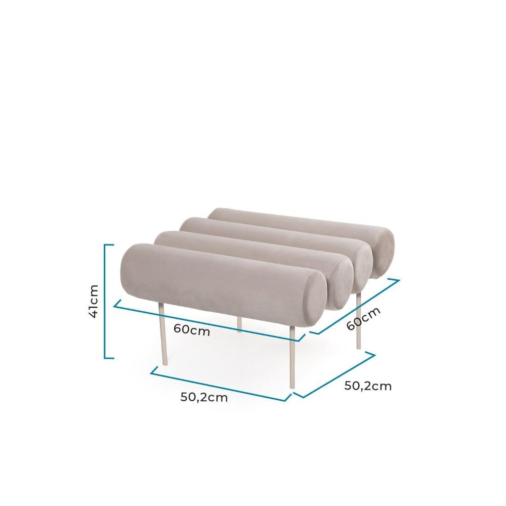 Miniatura Pufe Rolinho Veludo Linee Preto