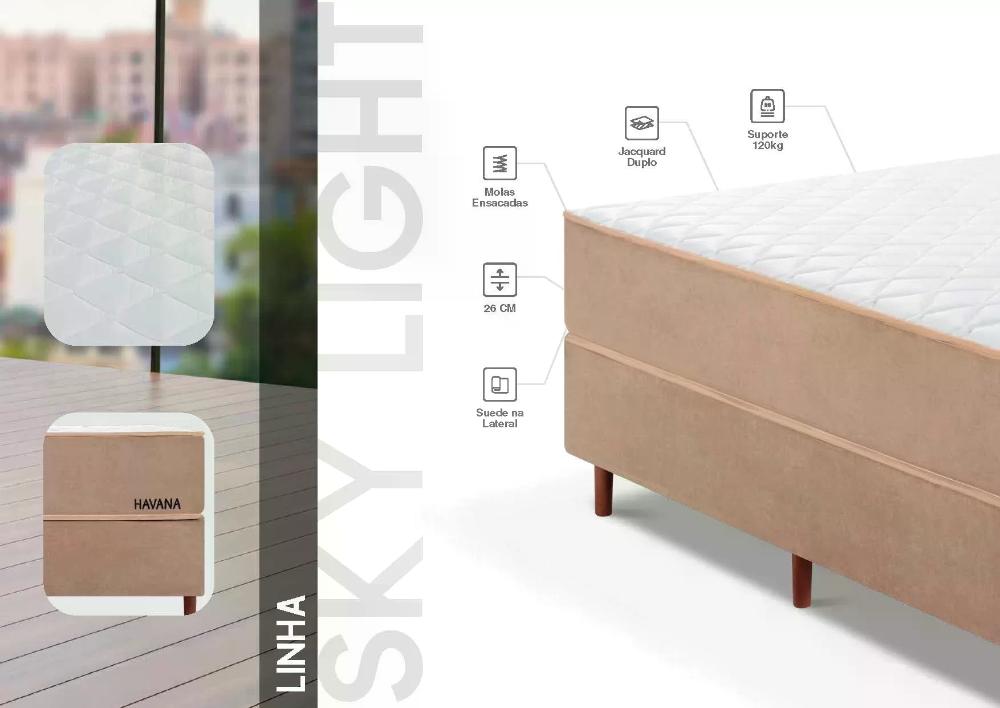 Miniatura Colchão King Molas Ensacadas 193x203x26cm Havana Mannes Branco/Bege