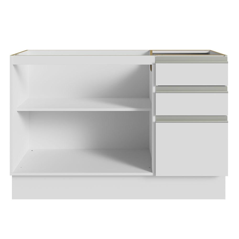 Armário Gabinete para Banheiro 120cm 2 Portas 3 Gavetas Branco Madesa Branco