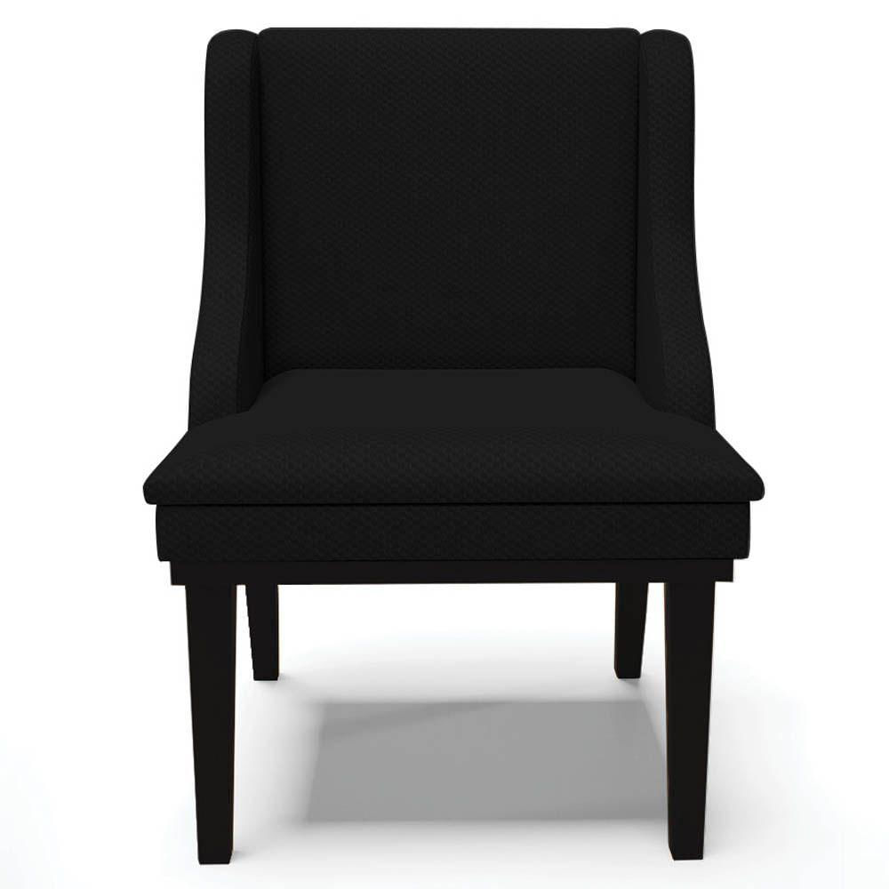 Miniatura Kit 2 Cadeiras Estofadas Para Sala De Jantar Base Fixa De Madeira Preto Lia Veludo Luxo Preto