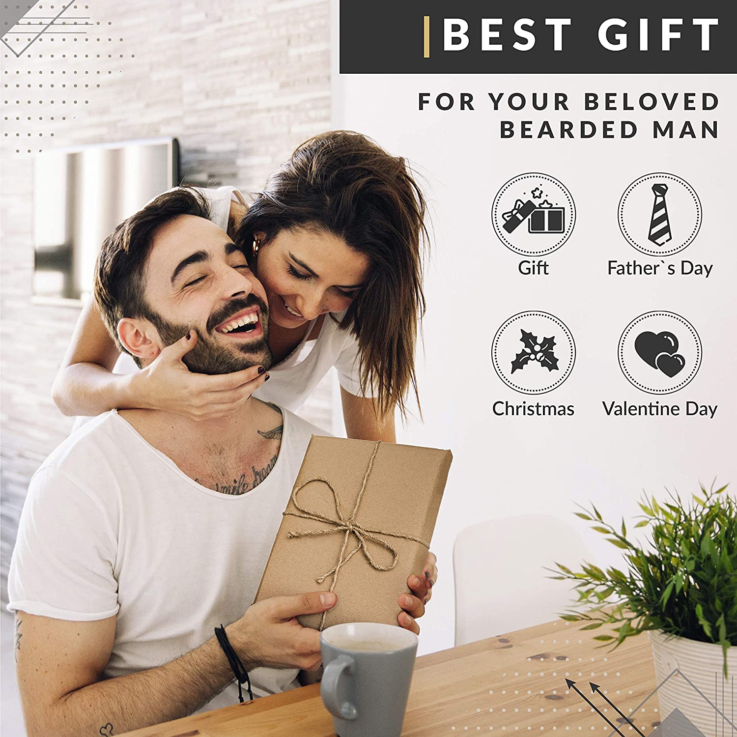 Miniatura HJ Kit para Barba Profissional Portátil com Cera e Pente 3 Itens
