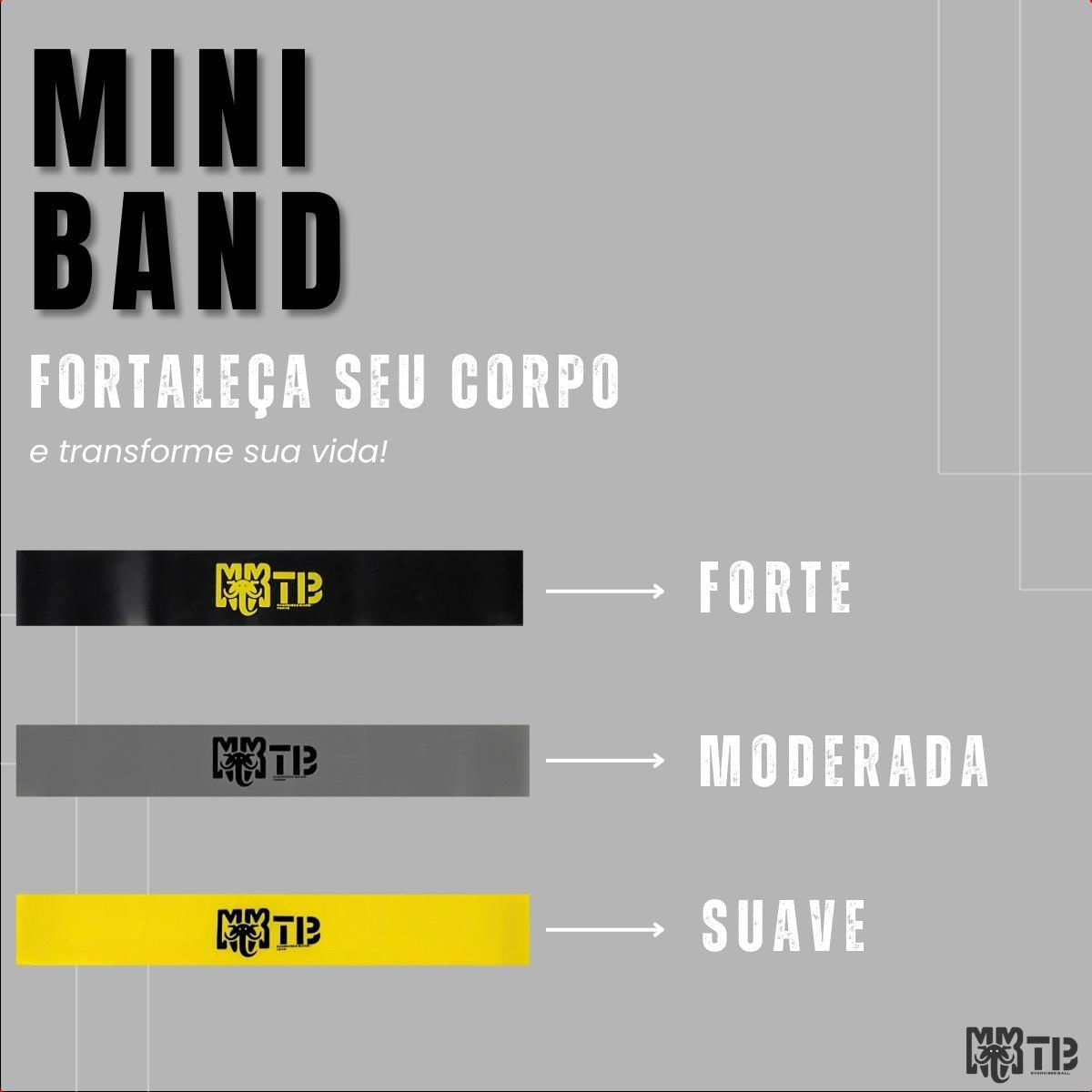 Miniatura Kit Elastico Exercicio Mini Band Treino Casa 3 Resistencia