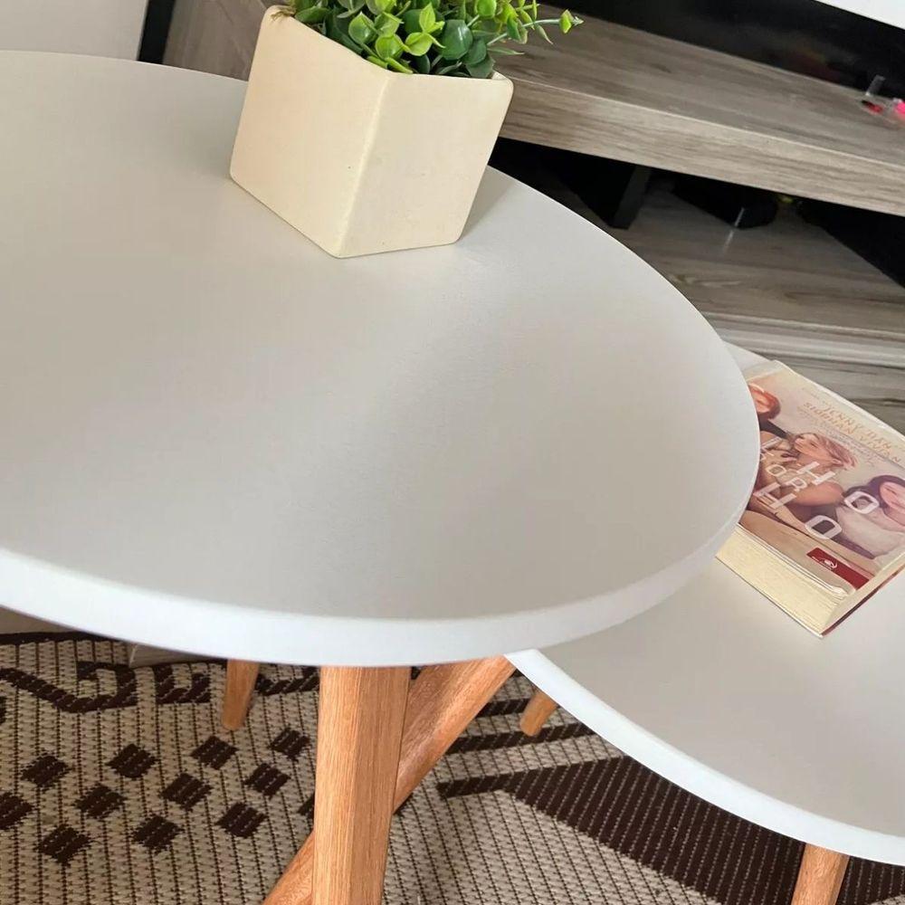 Mesa De Canto Lateral E Apoio Sala Quarto Pé Palito 68 Cm Branco