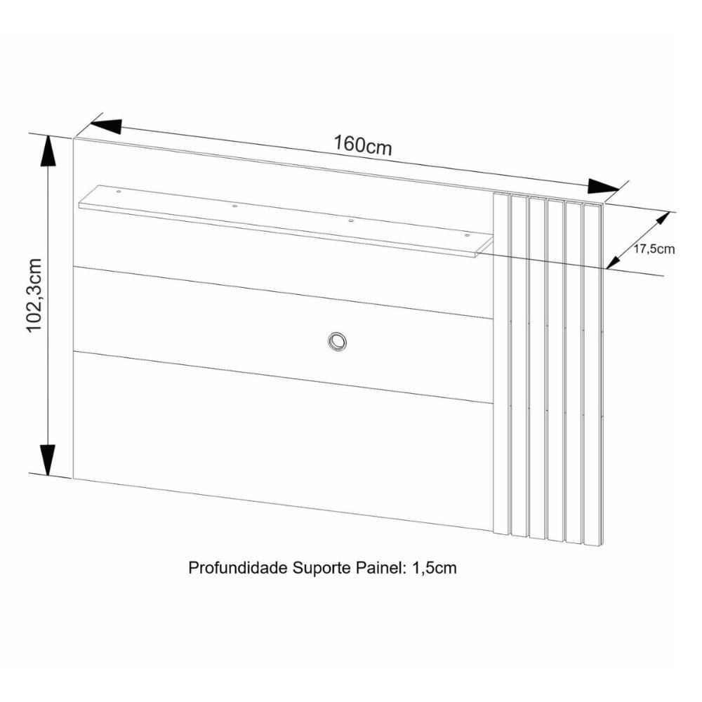 Miniatura Painel Para Tv Até 52 Polegadas 160cm Com Prateleira Multimóveis Cr45272 Amêndoa/palha