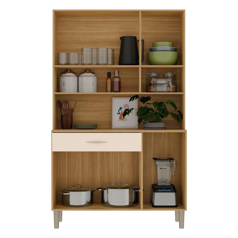 Armário De Cozinha Compacta Mdf 6 Portas Golden Plus Freijó Soft