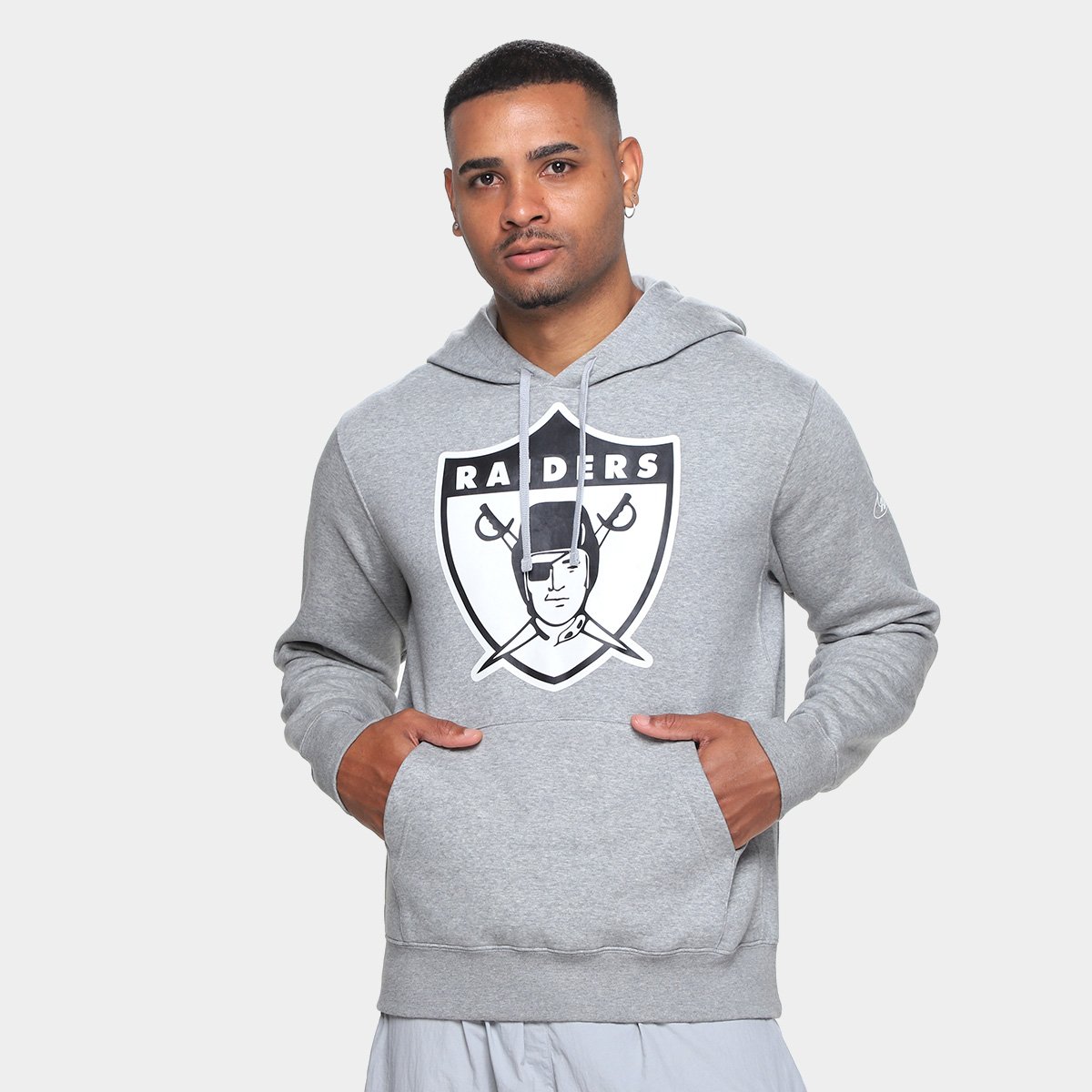 Miniatura Moletom NFL Las Vegas Raiders Nike C/ Capuz Masculino Cinza - EGG
