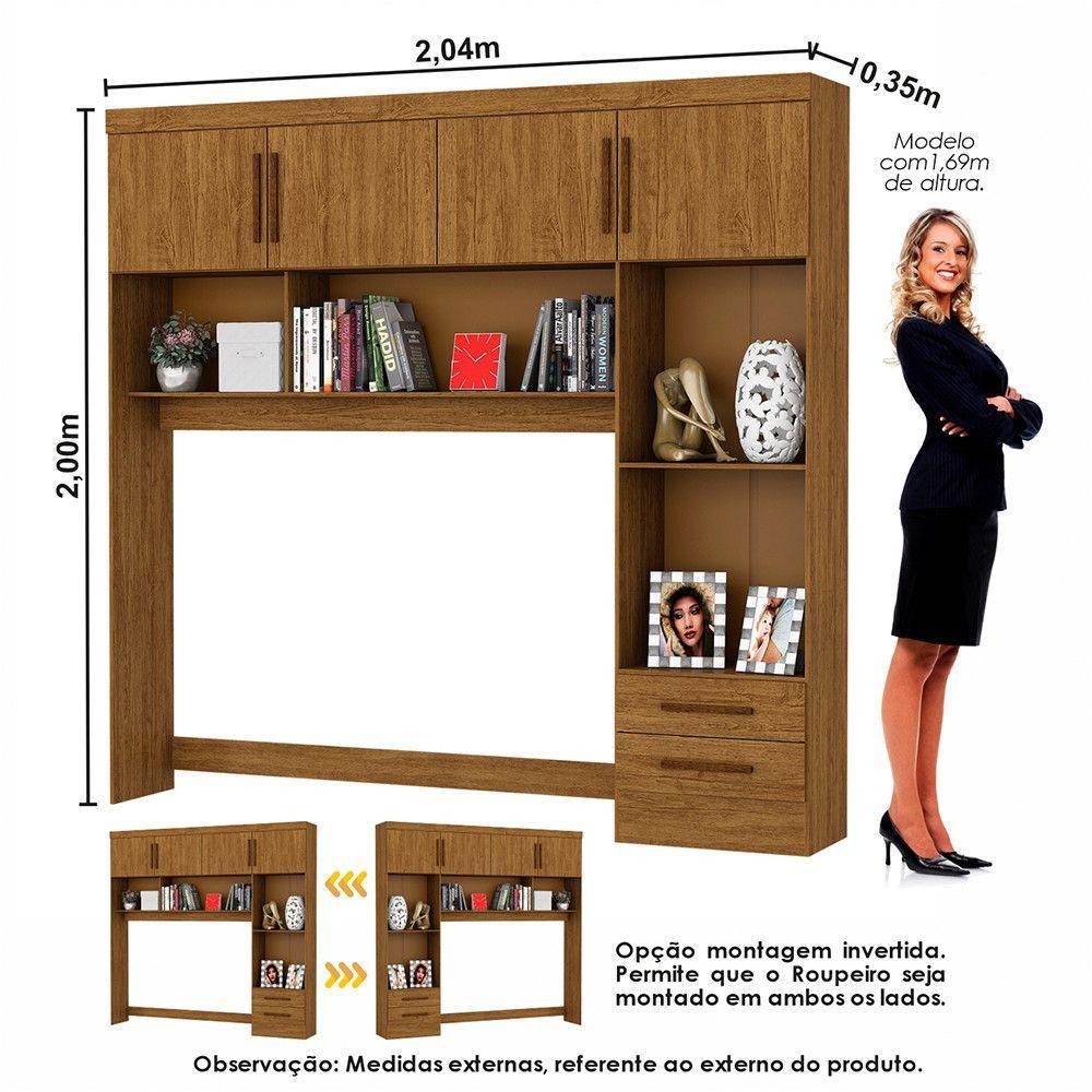 Guarda Roupa Casal Modulado 4 Portas Hércules 4 Portas e 4 Gavetas Cinamomo