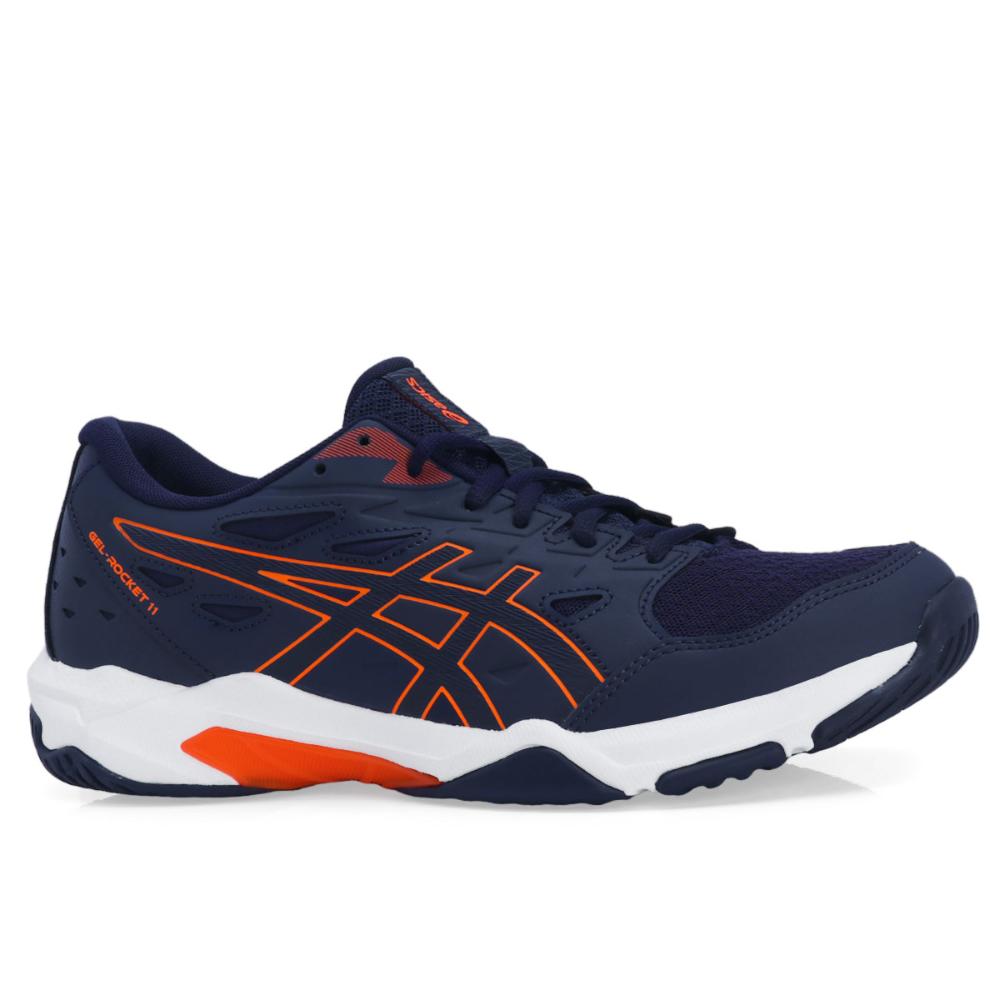 Miniatura Tênis Asics Gel Rocket 11 Marinho Laranja e Branco 38