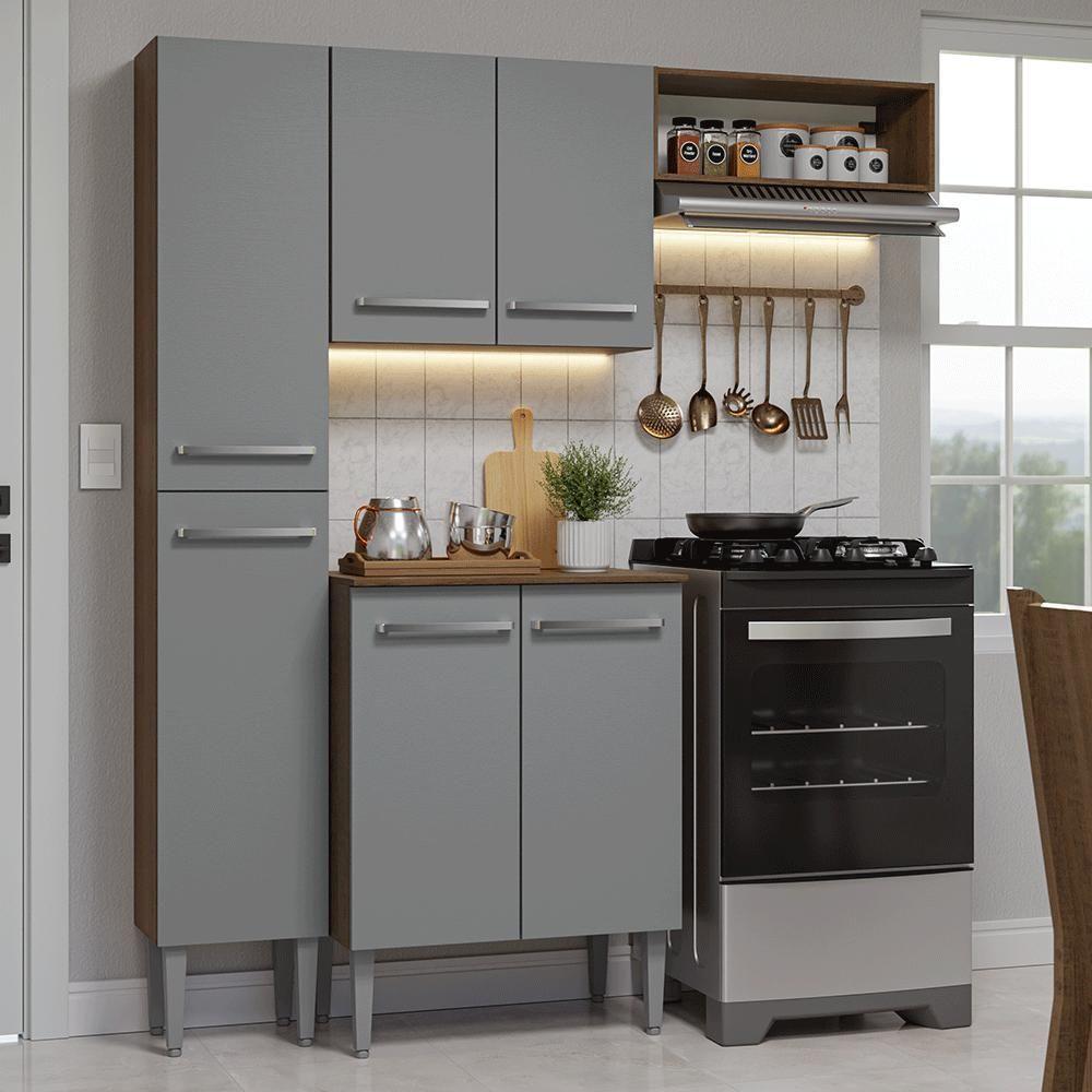 Miniatura Armário De Cozinha Compacta 156 Cm Rustic-cinza Emilly Madesa 01