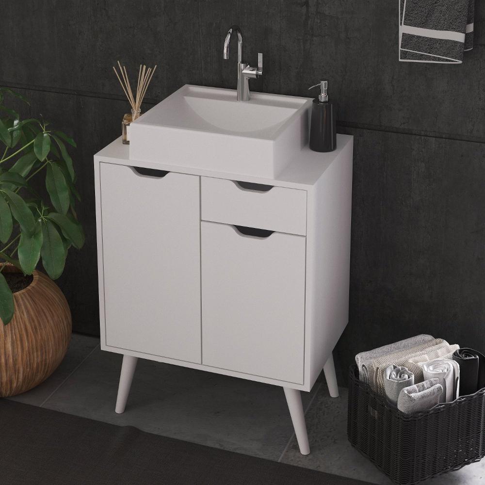 Miniatura Gabinete para Banheiro 2 Portas e 1 Gaveta Bn3637 Branco