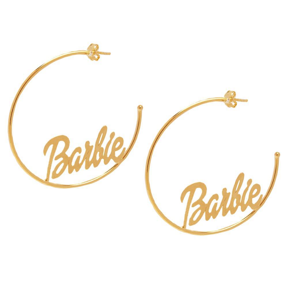Miniatura Brinco De Argola Barbie Folheado A Ouro