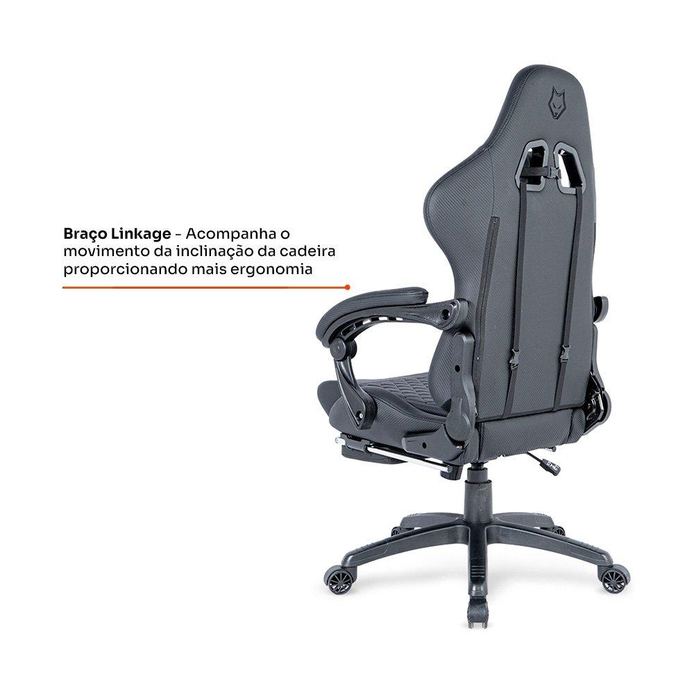 Miniatura Cadeira Gamer Husky Tempest 700, Até 145kg, Almofadas, Reclinável 150º, PU, Descanso para Pés, Preta - HCG700PT