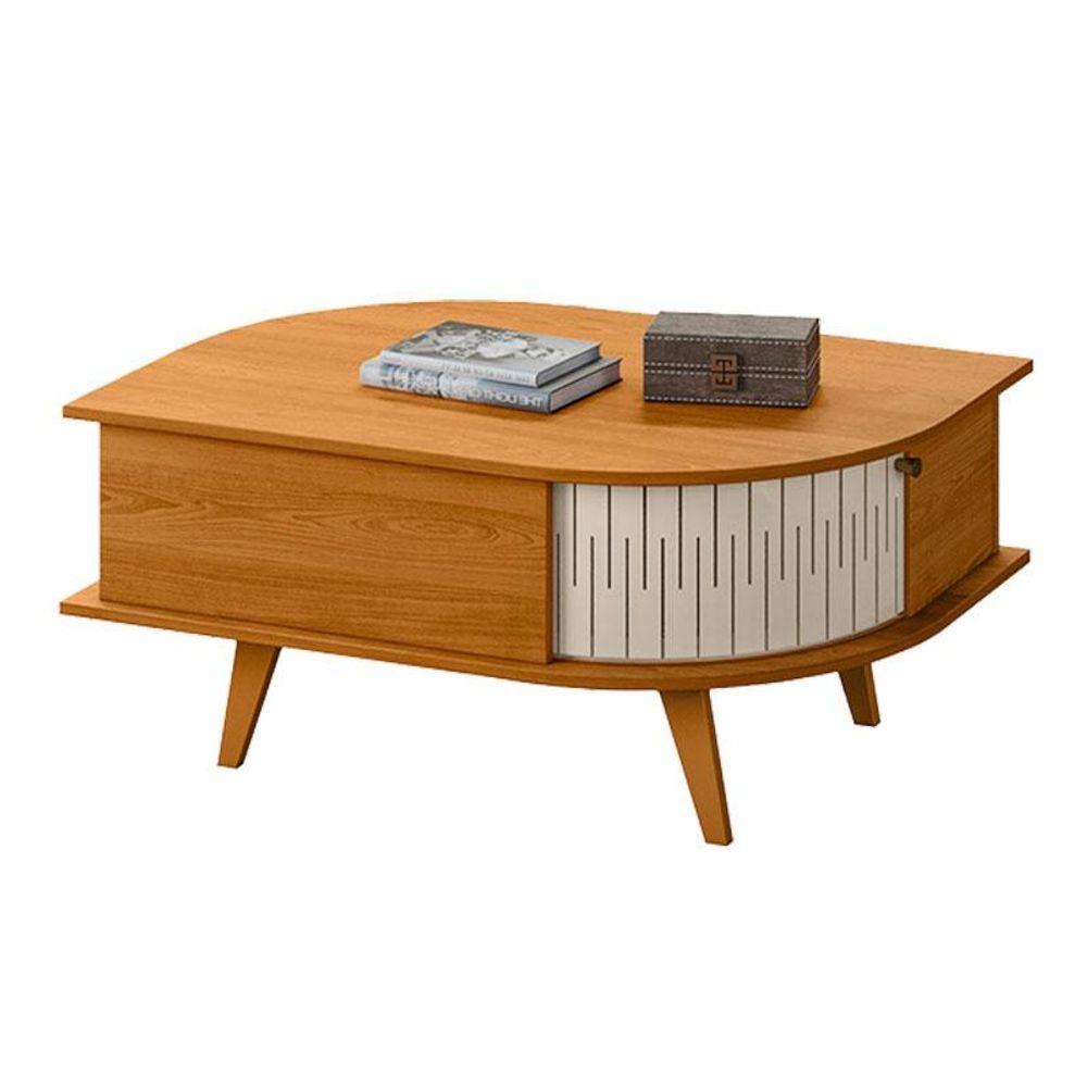 Miniatura Rack Bancada Valência Com Mesa De Centro Indianápolis Cinamomo Off White - Madetec