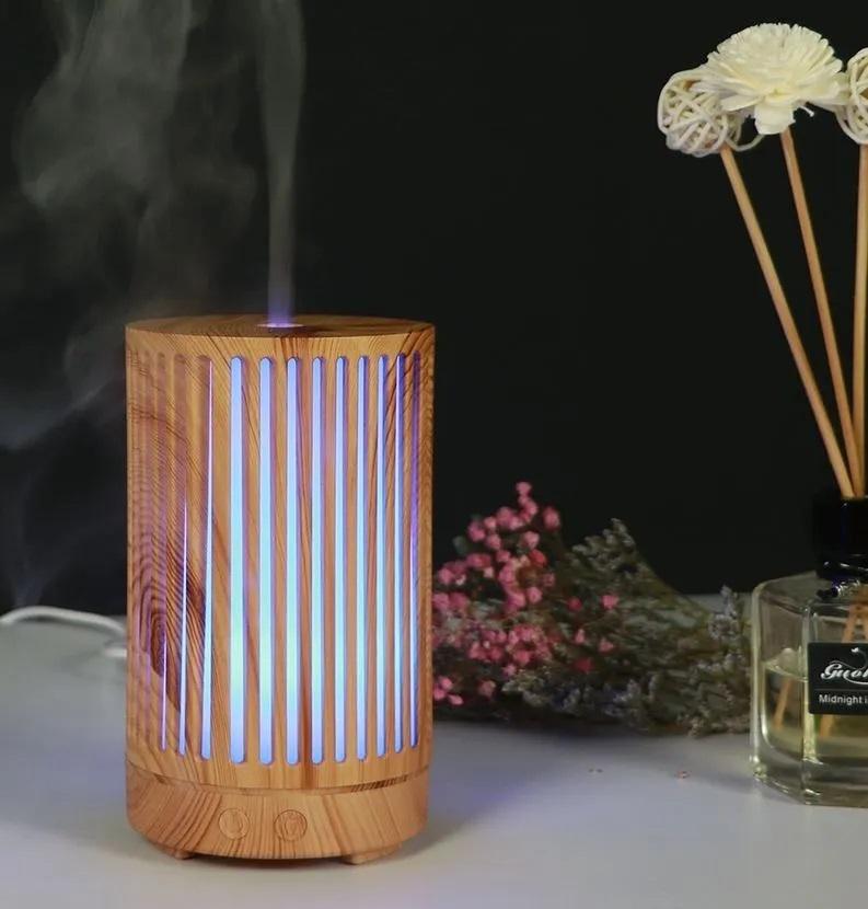 Miniatura Umidificador Aromatizador Ultra-Sônico Com 7 Cores De Led Bivolt - 100ml - Umidificador - Madeira - Ultra-sônico - Aromatizador