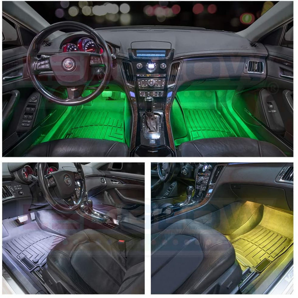 Miniatura LedGlow Luz LED Automotiva Decorativa Interna Carros Caminhões à Prova Dágua 4 Peças 7 Cores