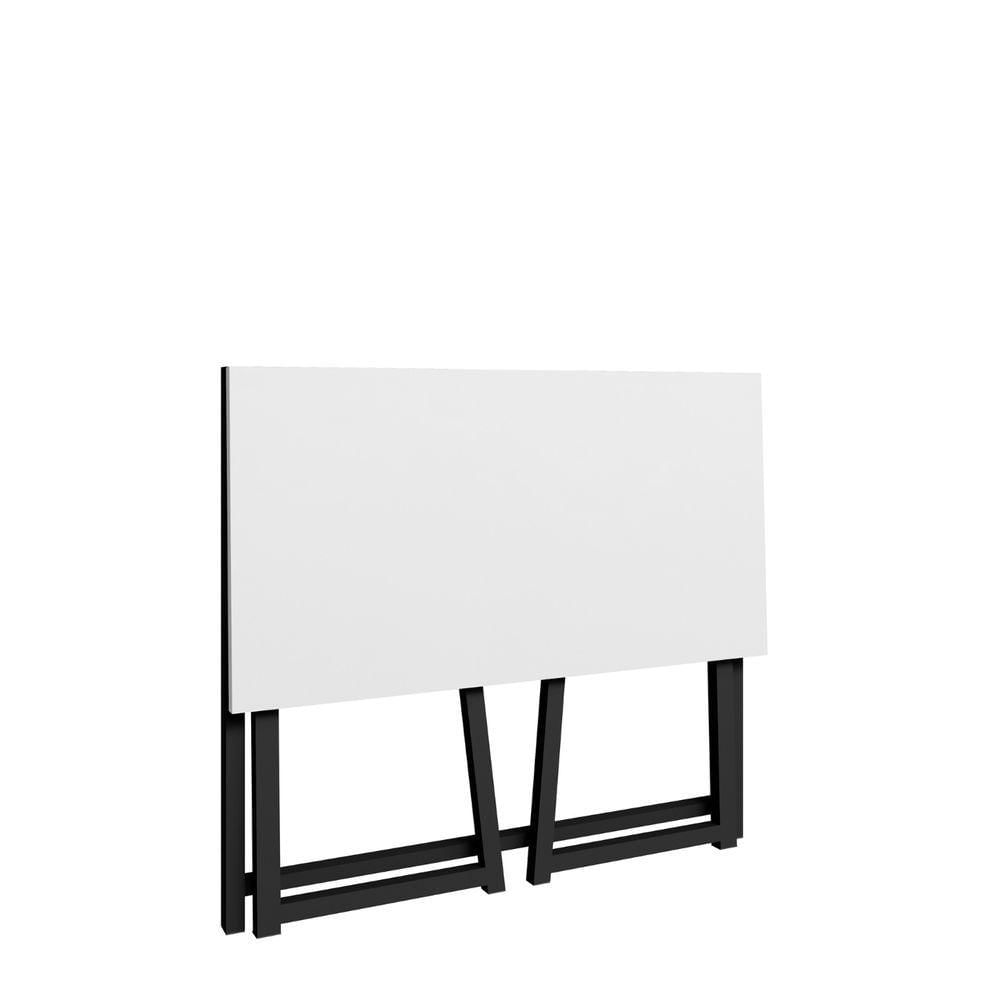 Miniatura Mesa De Estudo Portátil Quarto Sala Dobrável Em Aço Fit Preto-branco