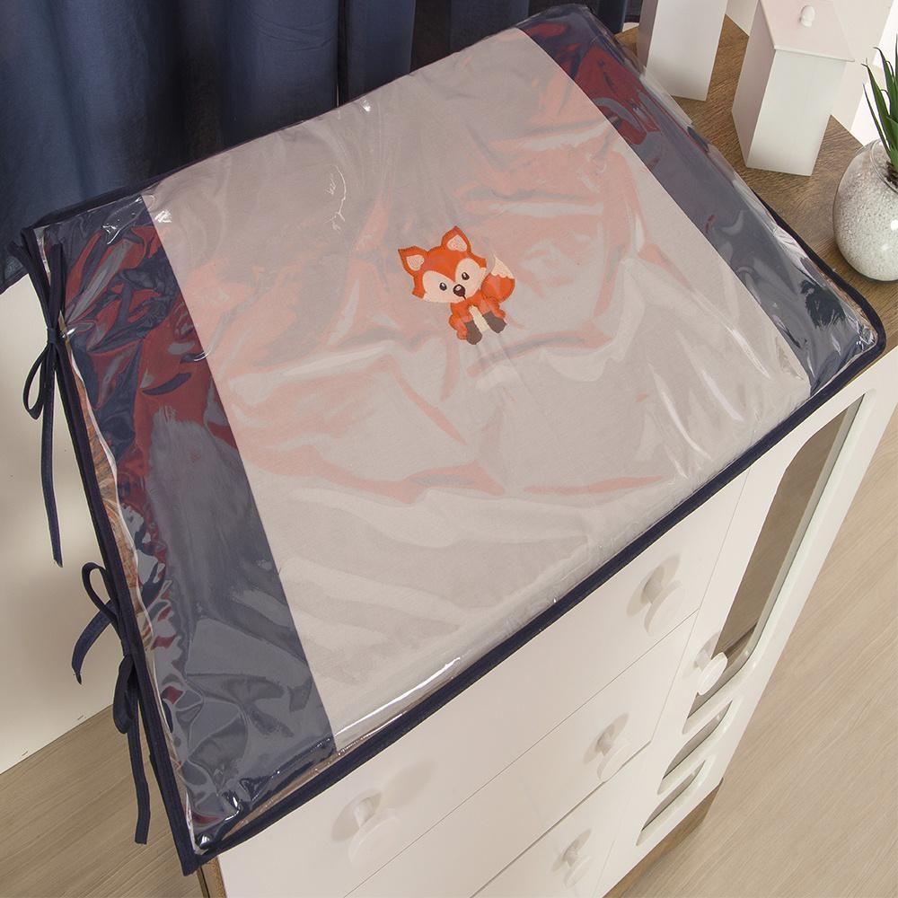 Miniatura Trocador para Cômoda de Bebe 2 Peças 70x50cm Raposinha Cinza
