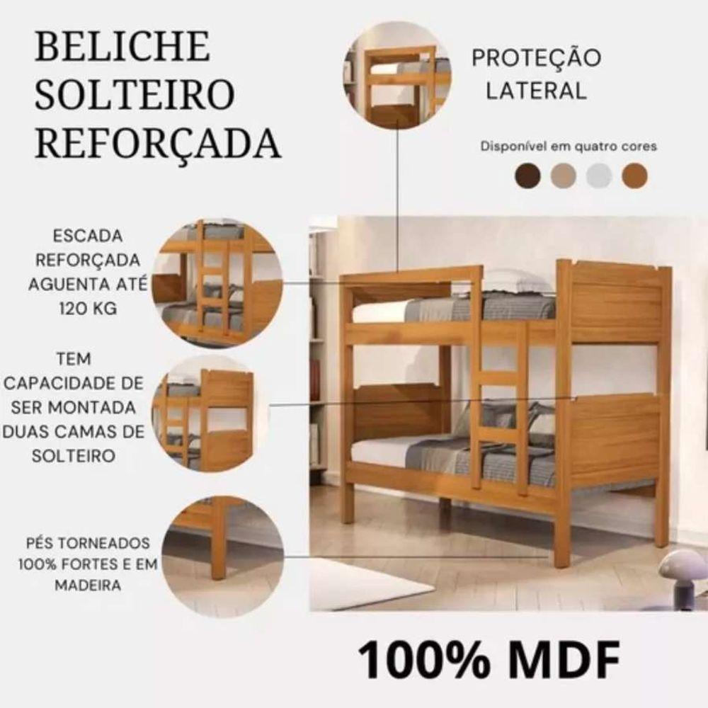 Miniatura Beliche Bicama Solteiro Padrão Escada Grade Proteção Vira 2 Camas Nature