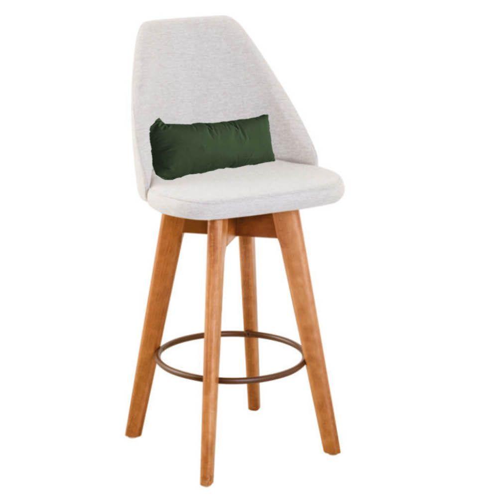 Miniatura Kit 07 Banquetas Linho Bege E Almofada Suede Verde Musgo