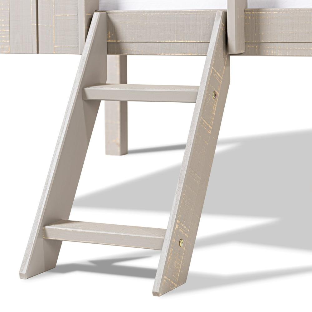 Cama Infantil Cabana em Madeira Maciça Teddi Cinza Rústico/Branco Rústico
