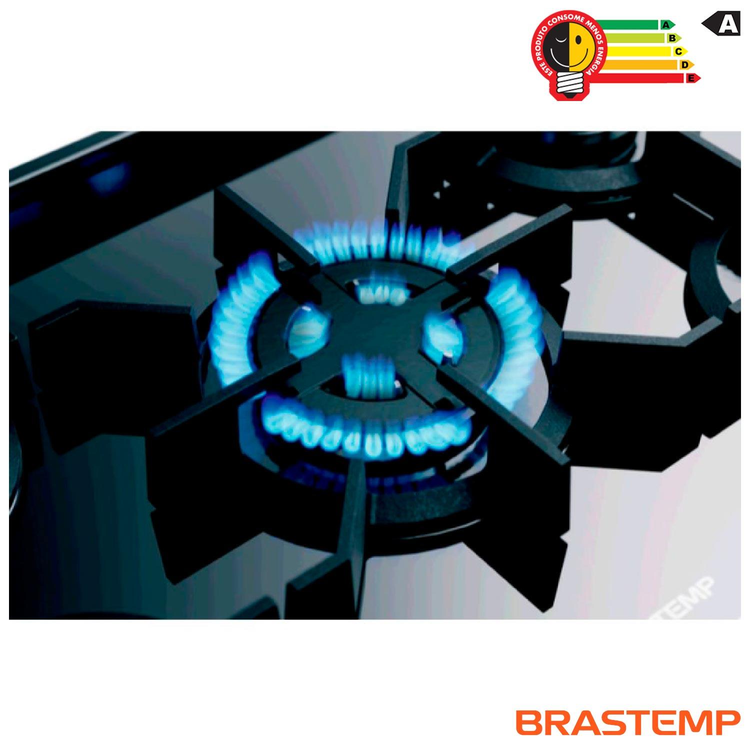 Fogão Brastemp 5 Bocas de Embutir Inox com Mesa de Vidro e Touch Timer com Autodesligamento - BYS5VCR 110