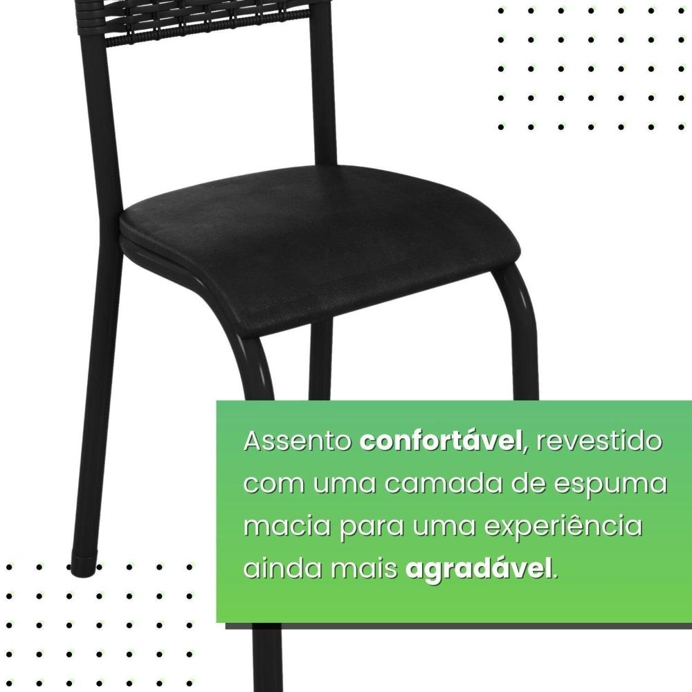 Kit com 06 Cadeiras Mariana 100cm X 48cm X 39cm Preto