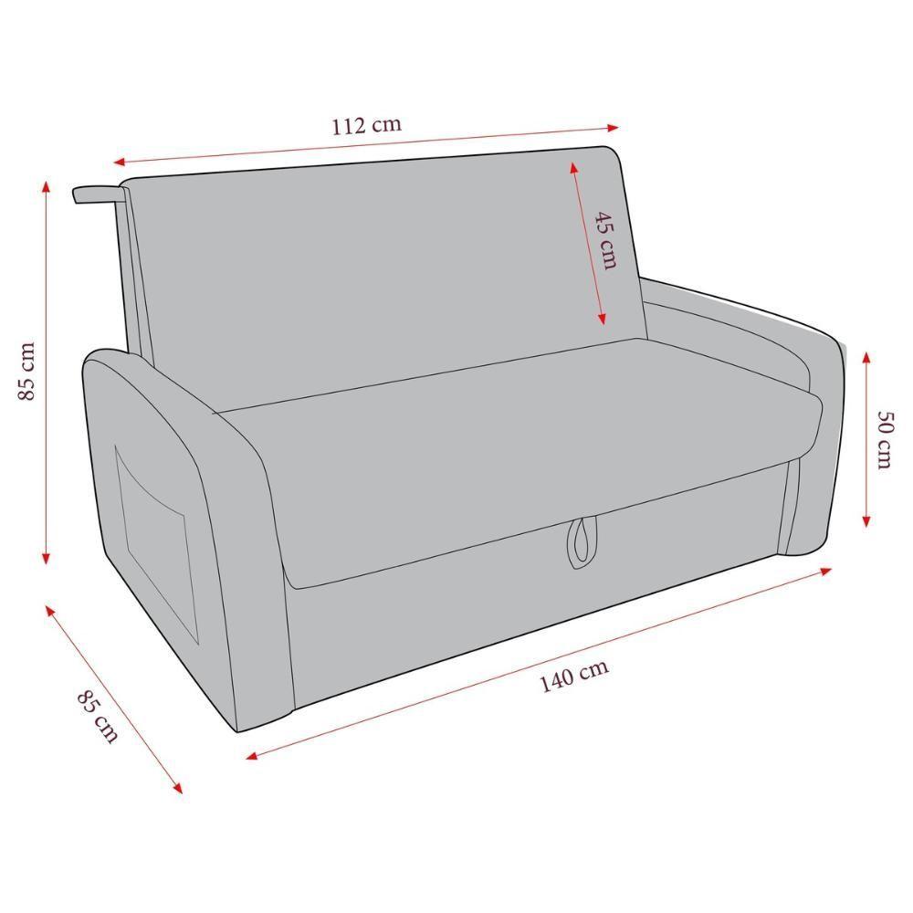 Sofá-cama 140cm 2 Lugares Com Baú Multimóveis Cr45260 Bege