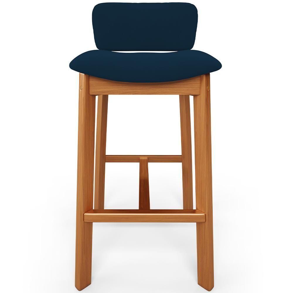 Miniatura Banqueta Alta Para Cozinha Sala De Jantar Bar Dara L02 Suede Azul Marinho - Lyam Decor