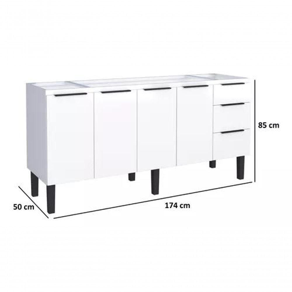 Miniatura Conjunto Cozinha Jupter 100% Aço Reforçado 1.80 Mt -gabinete + Armario Aereo - Cozimax branco