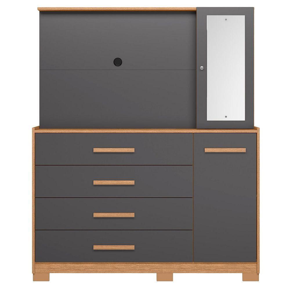 Miniatura Cômoda Com Painel Para Tv 43 4 Gavetas 2 Portas Ilha Bela Freijó Titanium