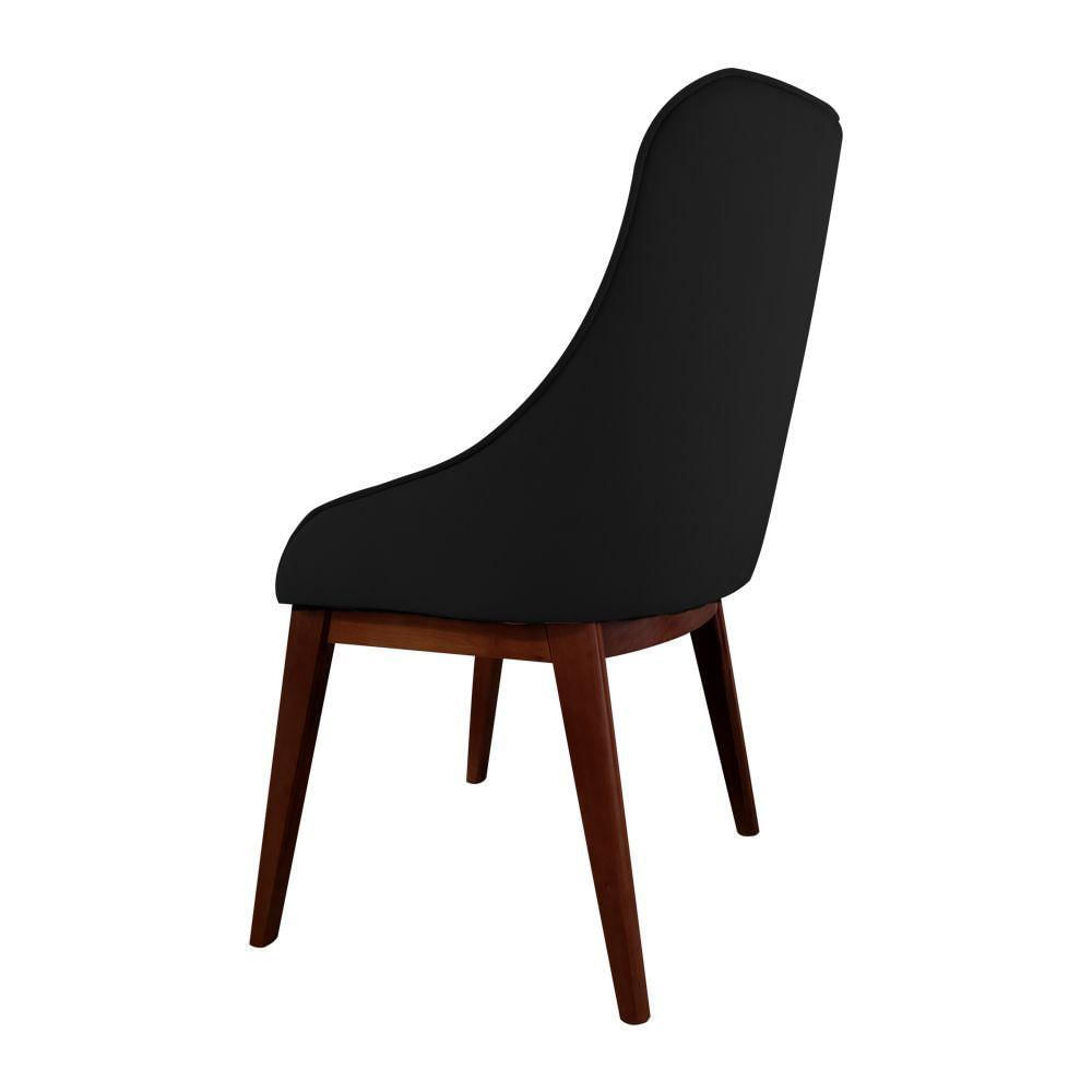 Miniatura Cadeira De Jantar Estofada Anatômica Veludo Preto Base Madeira Maciça Imbuia Preto