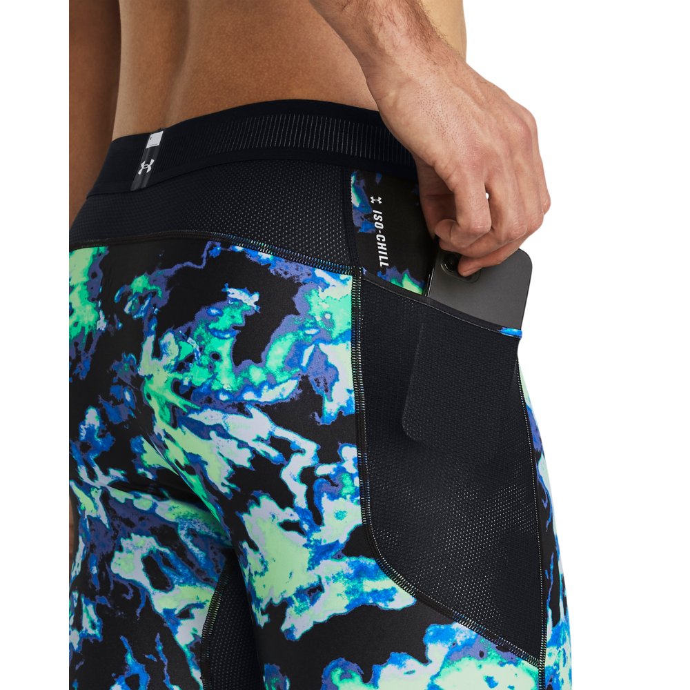 Miniatura Shorts de Compressão Masculina Under Armour HeatGear Iso-Chill Printed M Verde