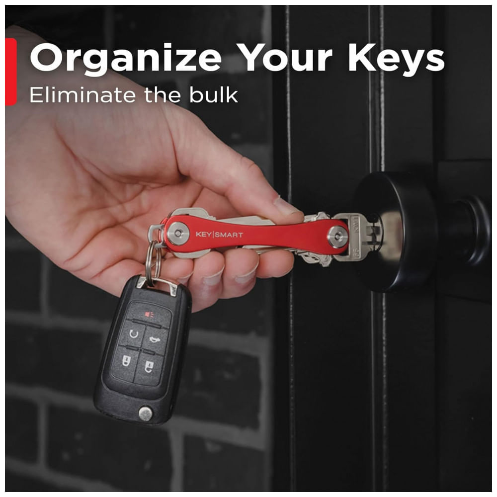 Miniatura Chaveiro Organizador de Chaves até 14 Chaves Titânio, KEYSMART, Vermelho