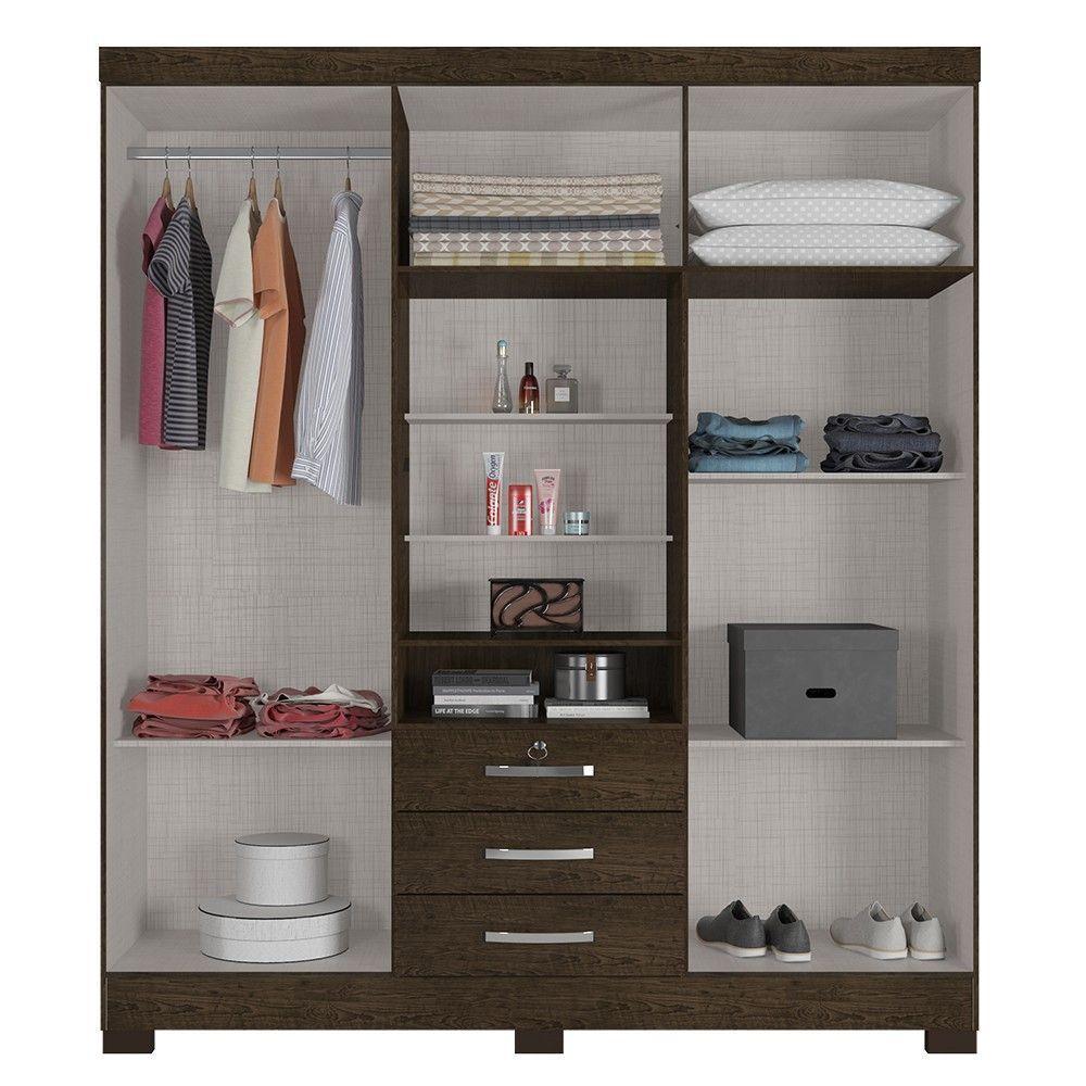 Miniatura Guarda Roupa Casal Com Espelho 6 Portas Reino Unido Malbec - Incorplac
