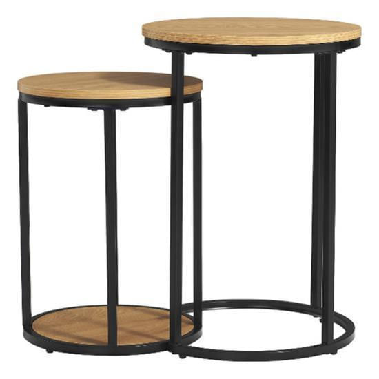 Miniatura Mesa Lateral De Centro Dupla Aço E Madeira 77X40X60Cm