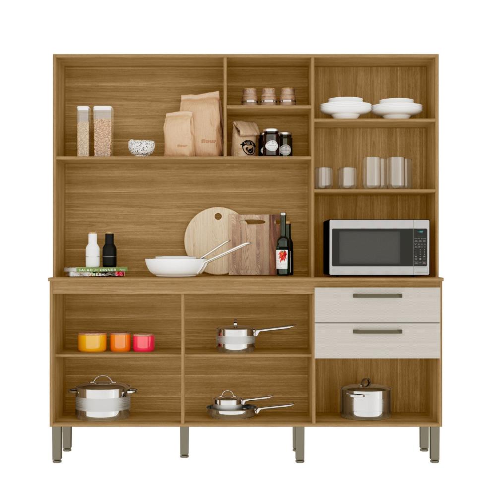 Miniatura Armário de Cozinha 7 Portas 2 Gavetas Mega Freijó/Soft