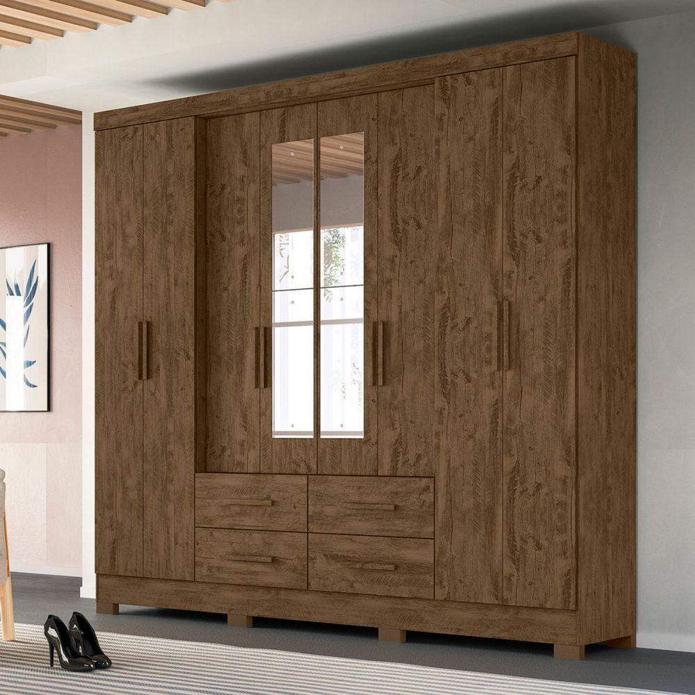 Miniatura Guarda Roupa Casal Grande com Espelho 273x222cm San Lorenzo Moval Castanho