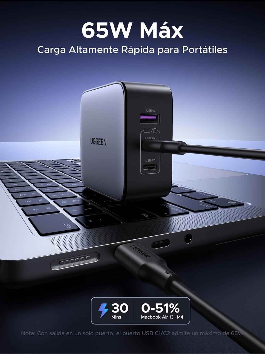 Miniatura Carregador Ugreen Nexode 65W Adaptador De Tomada Universal