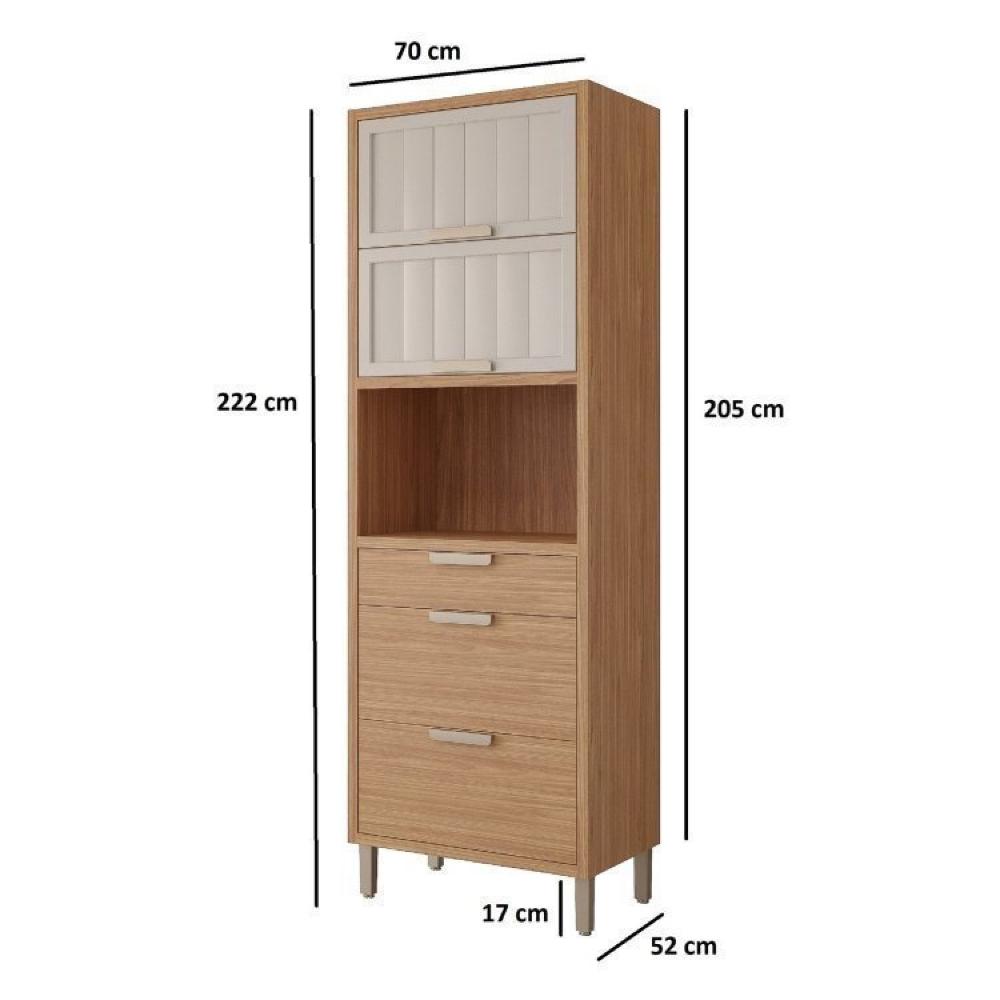 Cozinha Modulada Compacta 3 Peças 1 Nicho para Forno ou Micro-ondas Helen Yescasa Freijó/Off White