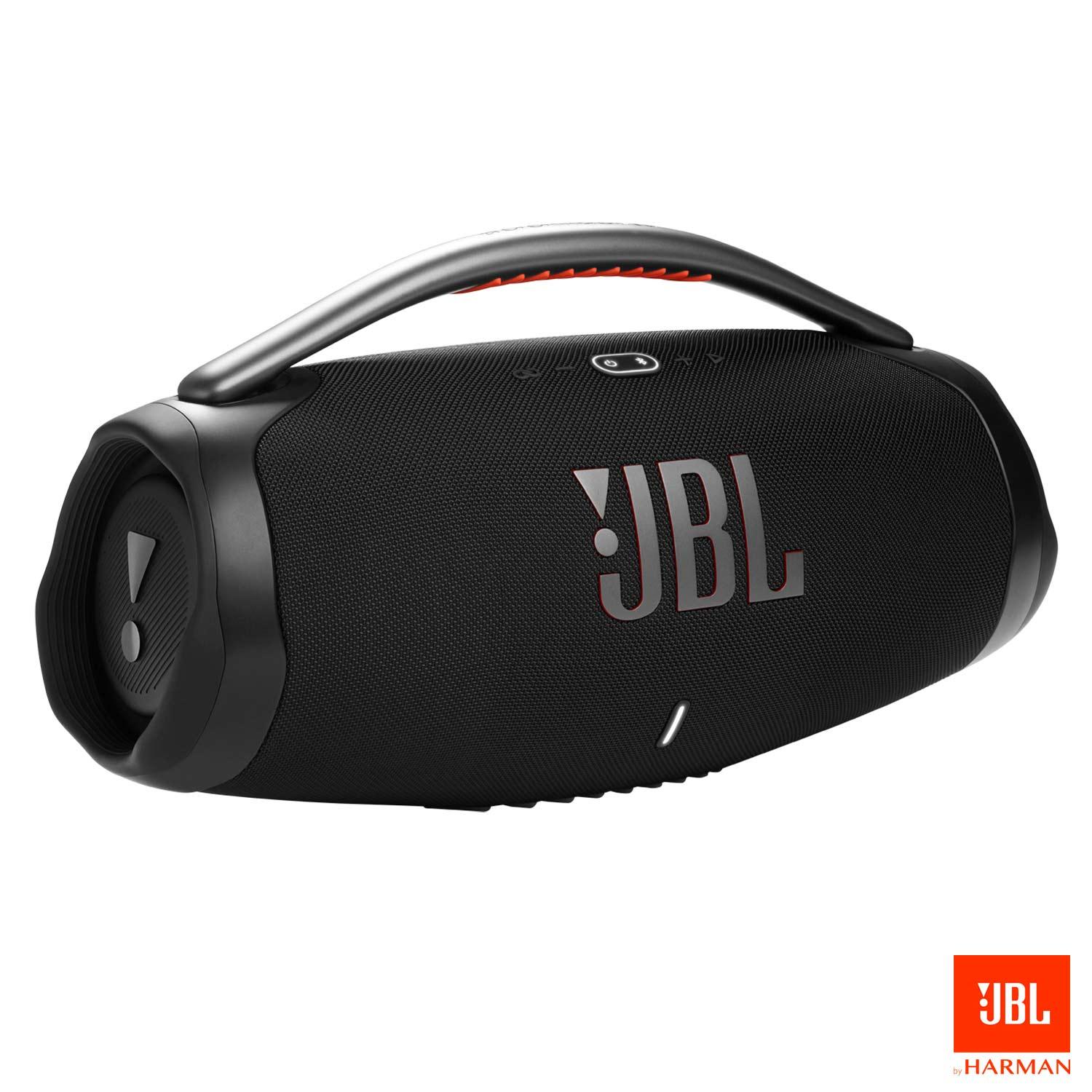 Miniatura Caixa De Som Bluetooth JBL Boombox 3 Preta Até 24h de Reprodução IP67 À Prova d´água 130W Bivolt