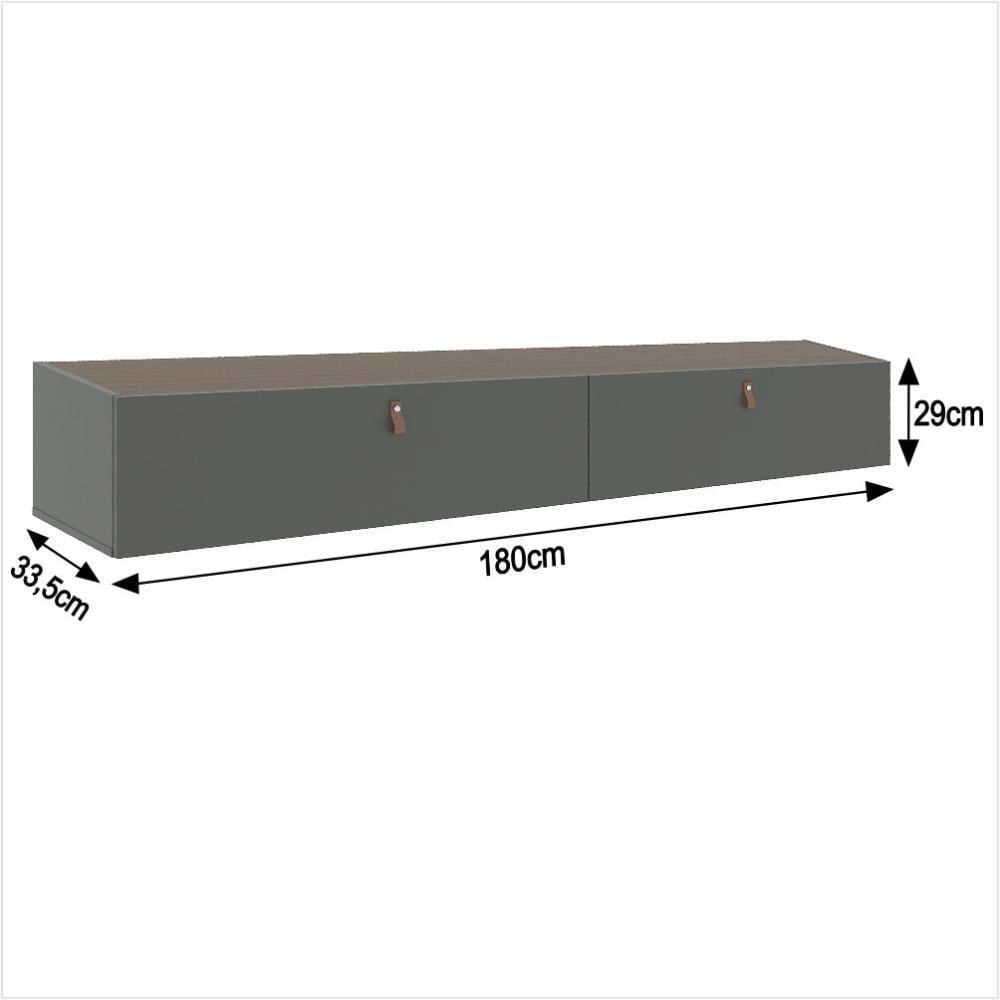 Rack Com Painel Ripado Suspenso Para Tv Até 70 Polegadas 2 Portas Grécia 180cm Cinza