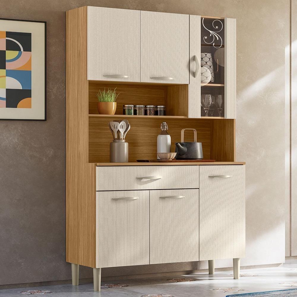 Miniatura Armário De Cozinha Compacta Mdf 6 Portas Golden Plus Freijó Soft